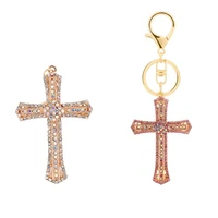 cross crystal keychain keyring jesus christian catholic rhinestone key chains car bag key holder for men women