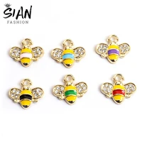 20pcslot enamel rhinestones bee small charms for diy jewelry makings necklace keychains earrings handmade findings crafts new