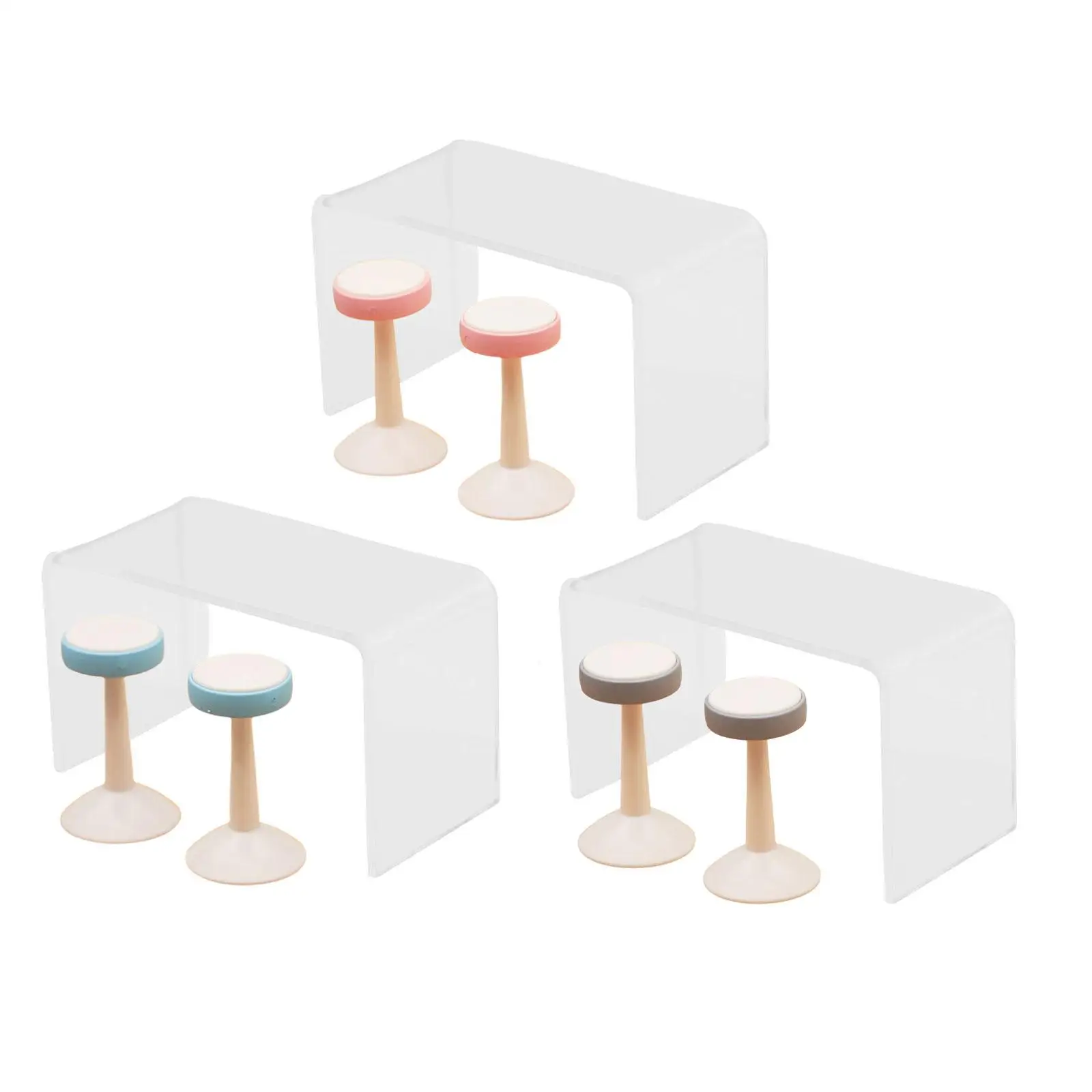 

3 шт. 1/12 миниатюрный кукольный домик, счетчик с 2 табуретами, украшения «сделай сам»