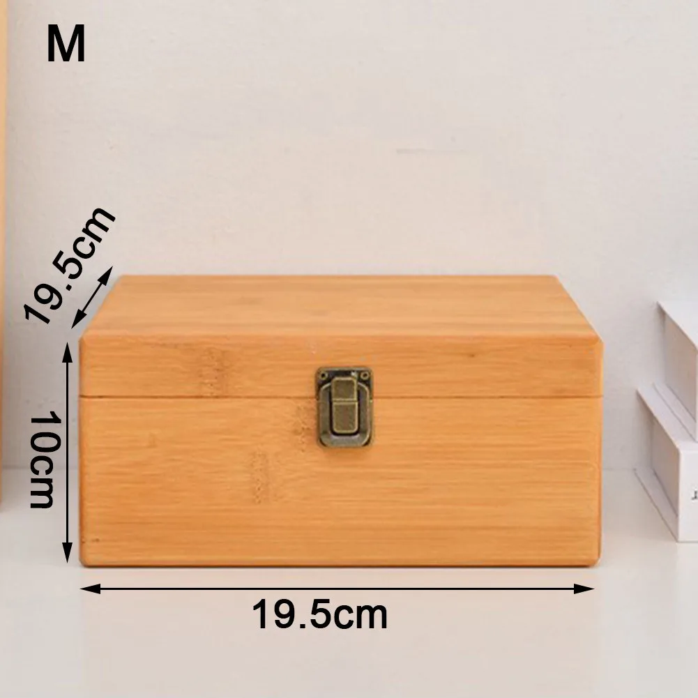 

S/M/L Wooden Storage Box Pine Wood With Lid Vintage Metal Lock Large Capacity Craft Gift Boxes For Home Decor Jewelry Organizer