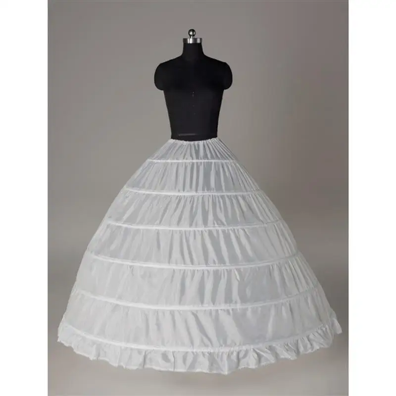 

Cheap Bridal Dress Petticoat Wedding Accessories Bridal 6 Hoop Crinoline Panniers Long Underskirt Skirt Slip Petticoat