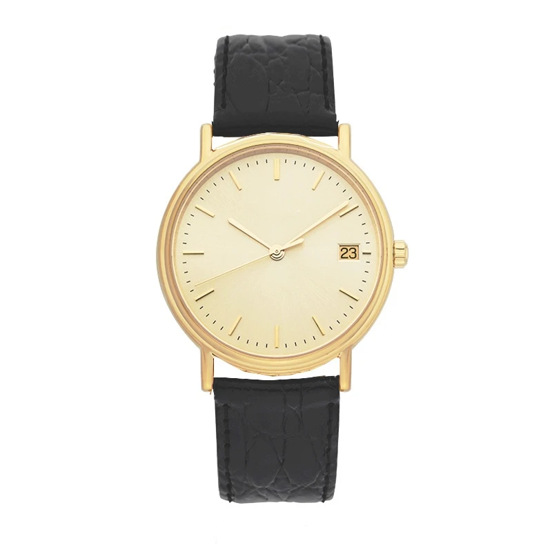 

black leather watch mens automatic mechanical Yellow Gold