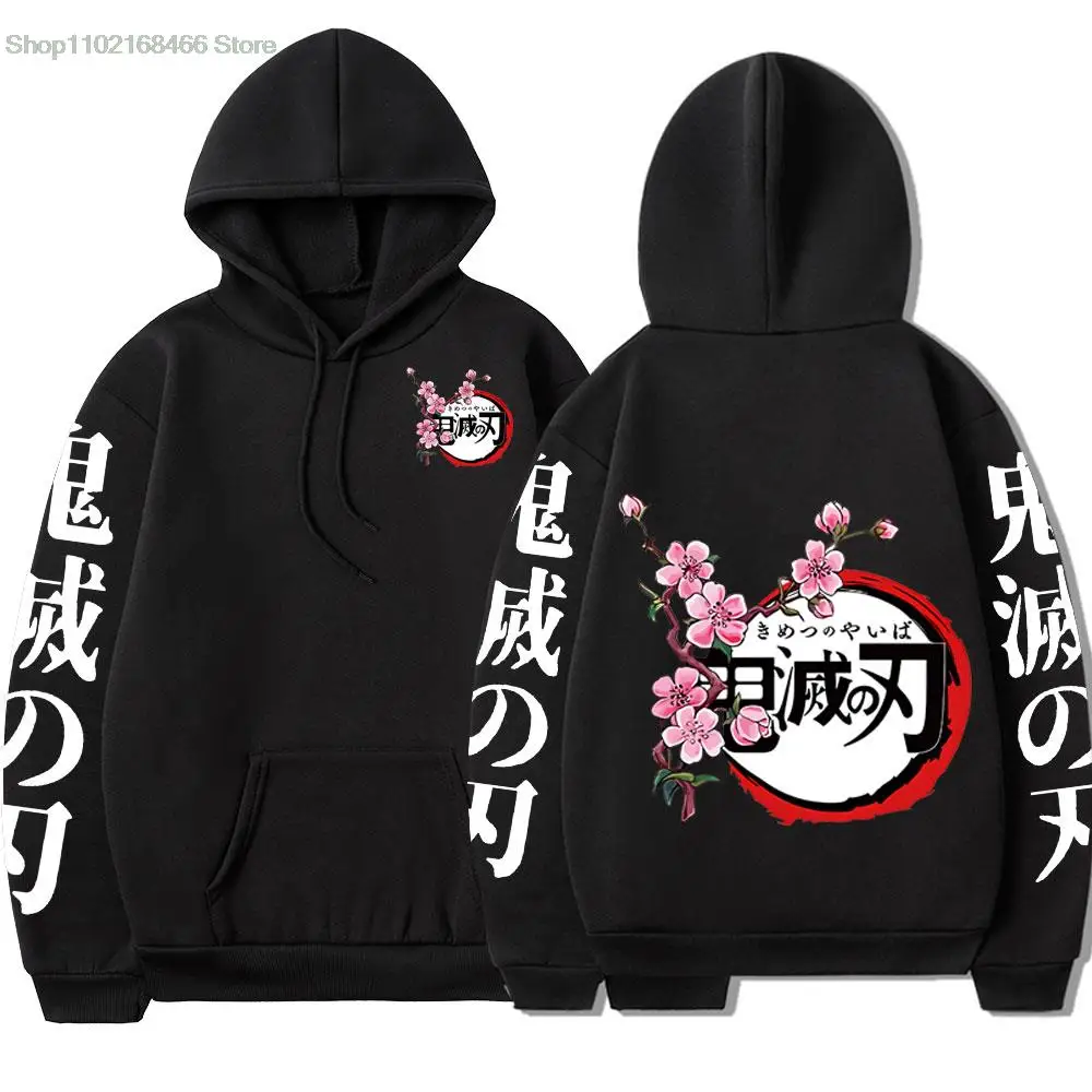 

Demon Slayer Graphic Logo Print Hoodie Anime Kimetsu No Yaiba Pullover Men Long Sleeve Sweatshirt Harajuku Oversized Hoodies