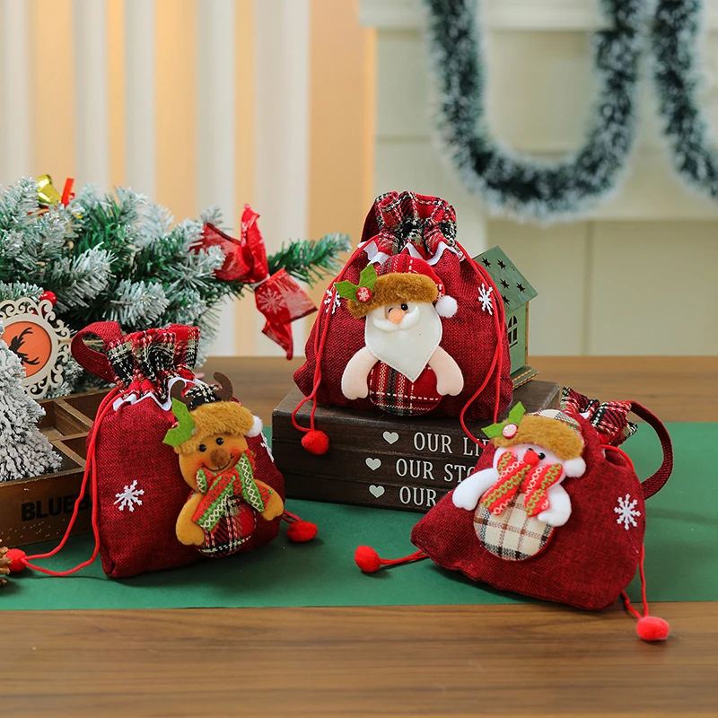 1 шт. креативные подарочные пакеты с Санта-Клаусом и снеговиком квадратные