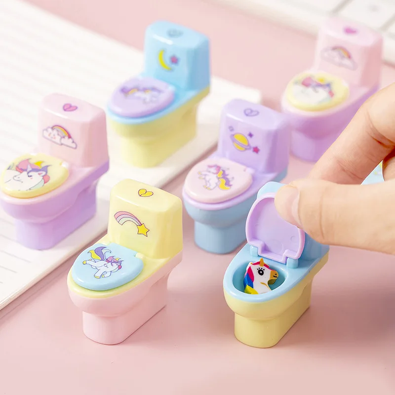 

1PCS Kawaii Unicorn Toilet Pencil Sharpener Student Children Manual Pencil Sharpener Office Learning Stationery