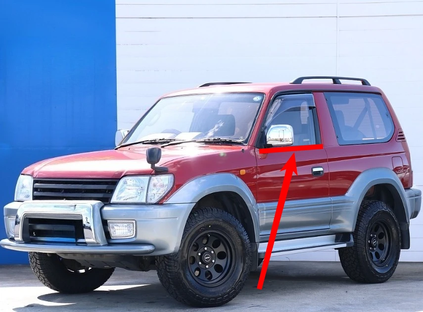 Фото Комплект из 2 черных молдингов для оконных стекол (уплотнитель) для Toyota Land Cruiser LC90 1996-2002, 3 двери, 75711-60030 №5