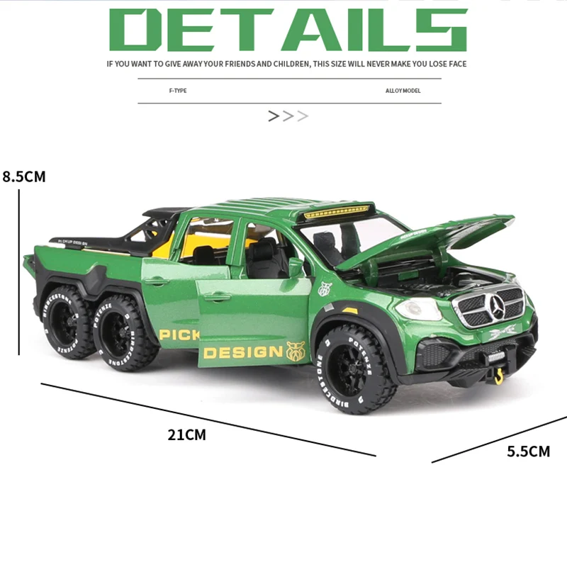 1/28 пикап-монстр Benc EXY X-Class модель из сплава литой под давлением игрушечный