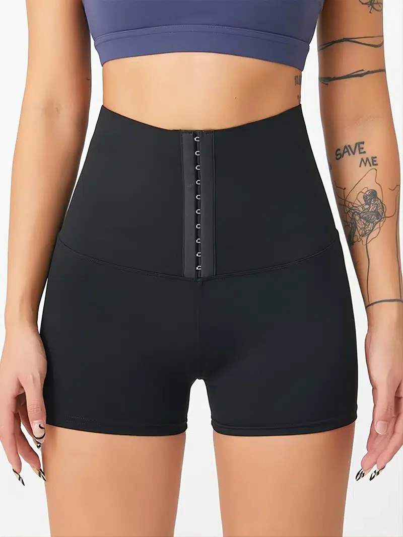 

Corset Waist Seamless Yoga Shorts Solid Color Fitness Stretchy Biker Shorts Women's Activewear