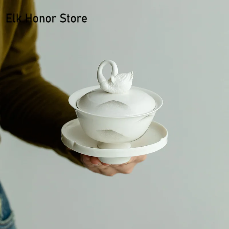 100 мл наблюдение за холмами искусственный маленький лебедь чашка блюдце чайная