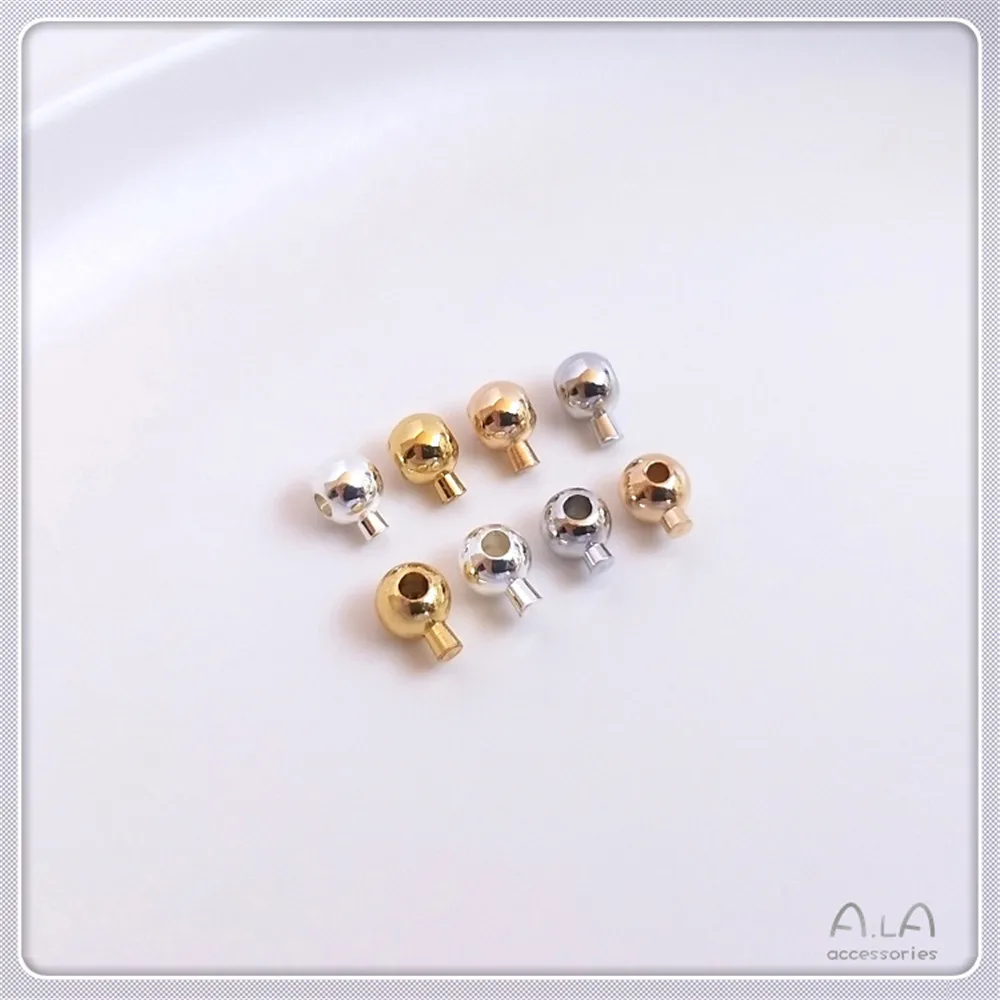 

14K18K gold clad round positioning beads positioning ball press buckle diy sterling silver color bracelet necklace closing clasp