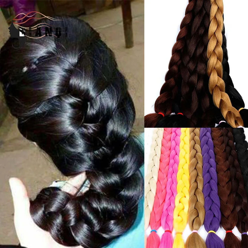 DIANQI Synthetic Hair Long Jumbo Braiding Ponytail Hair Pink Black Purple 165g Twist Braid Rope Wig Braid For Women Daily Use