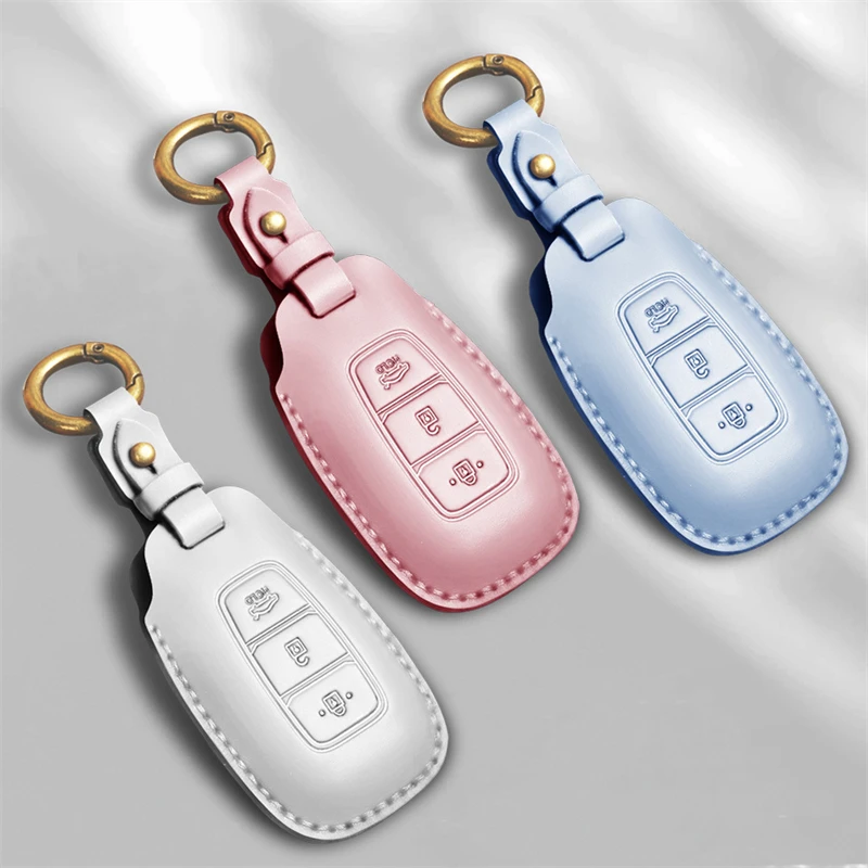 

Чехол FLYBETTER для Hyundai Verna IX35 Kona Elantra Santa Fe I30 из натуральной кожи с 3 кнопками и дистанционным управлением