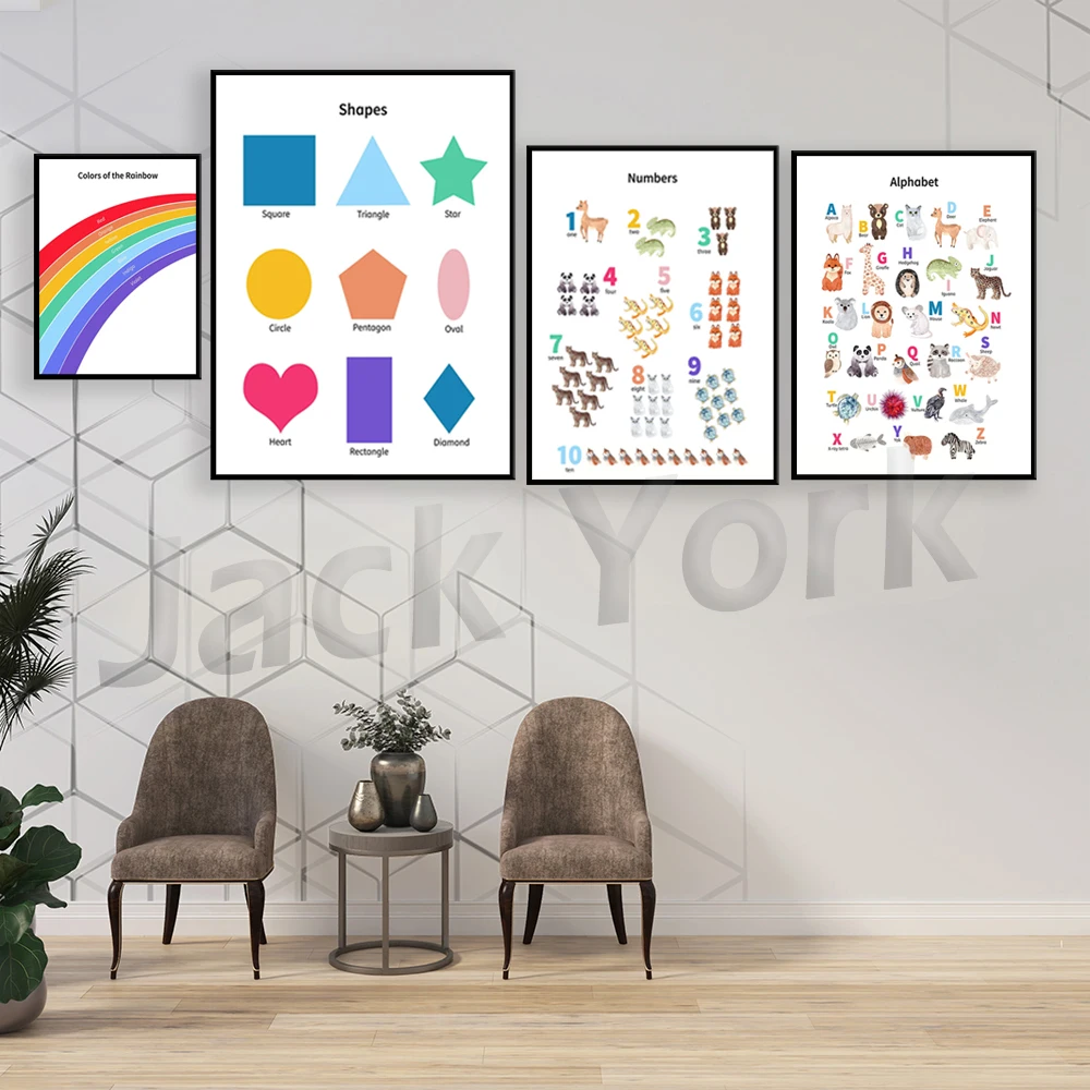 

Homeschool Printables, Educational Posters, Rainbow Preschool Classroom Posters, Kids Playroom Decor