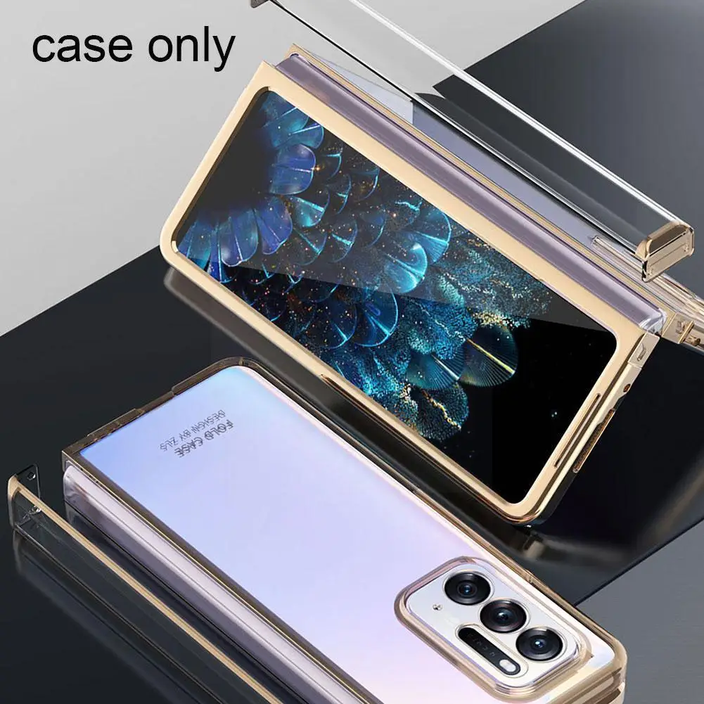 

Transparent Protective For Find N Hinge Folding Screen Phone Cover Electroplating Hard Pc Full Cover R9z1