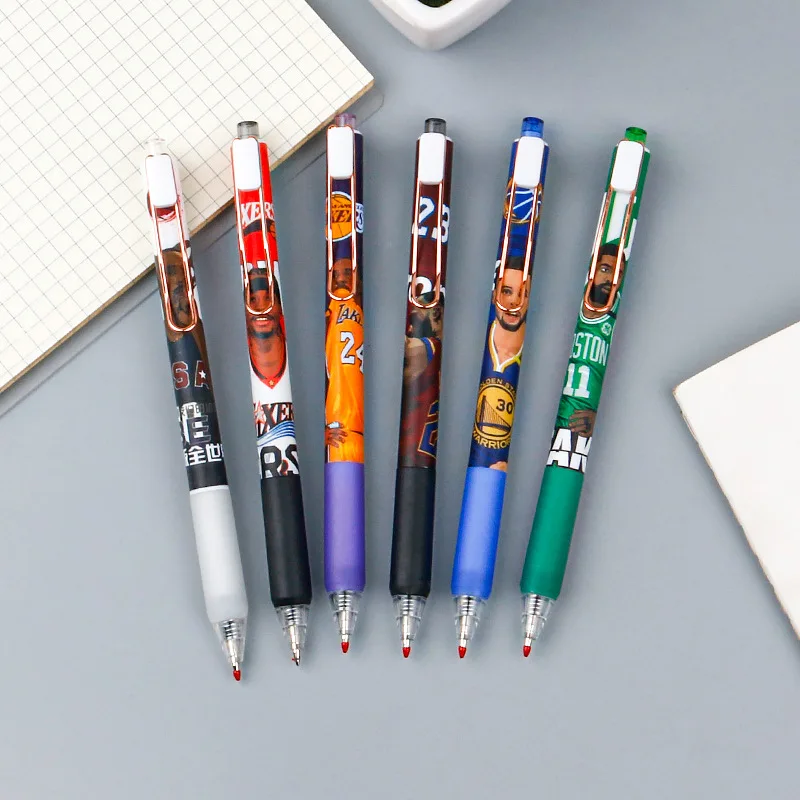 

Нажимная нейтральная ручка, высокая внешняя форма, баскетбольная звезда, милый мультяшный инстаграм, 0,5 мм, черный знак для студентов, для эк...