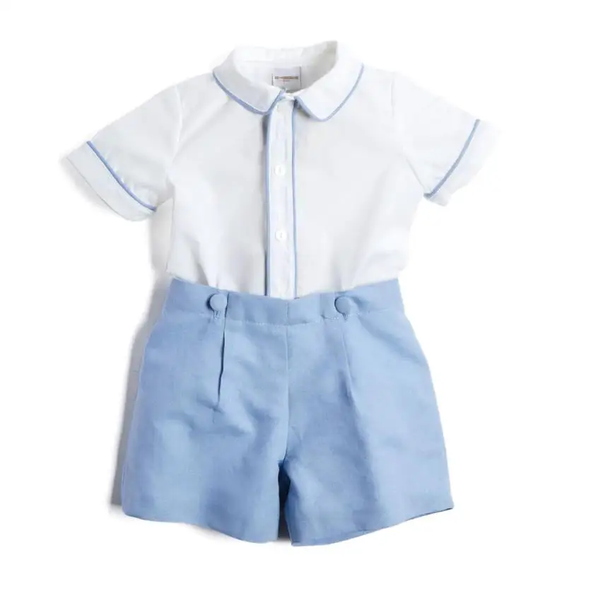 

2PCS Spanish Toddler Boys Sets Baby Baptism Clothes White Shirt+Shorts Boy Birthday Wedding Party Christening Outfits L1708