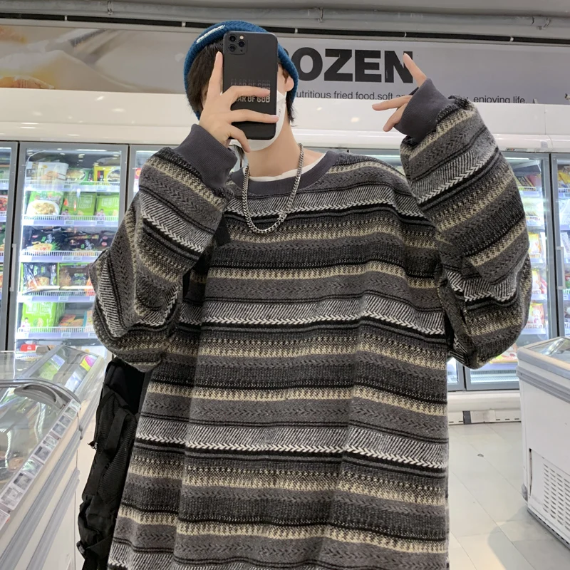 Свитшот мужской Ulzzang с круглым вырезом мешковатая универсальная модная уличная