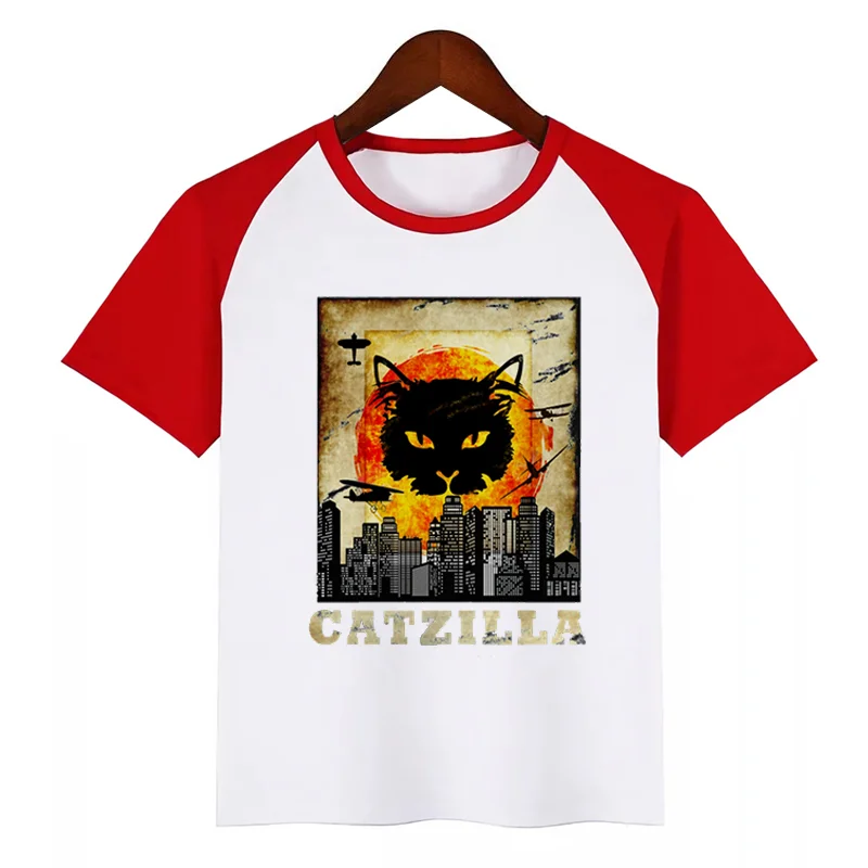 Cat Zilla Children Baby Boy Kids T-Shirt Fashion Cartoon Short Sleeve Top Clothes Funny Girls Casual Tee Tops,Drop Ship