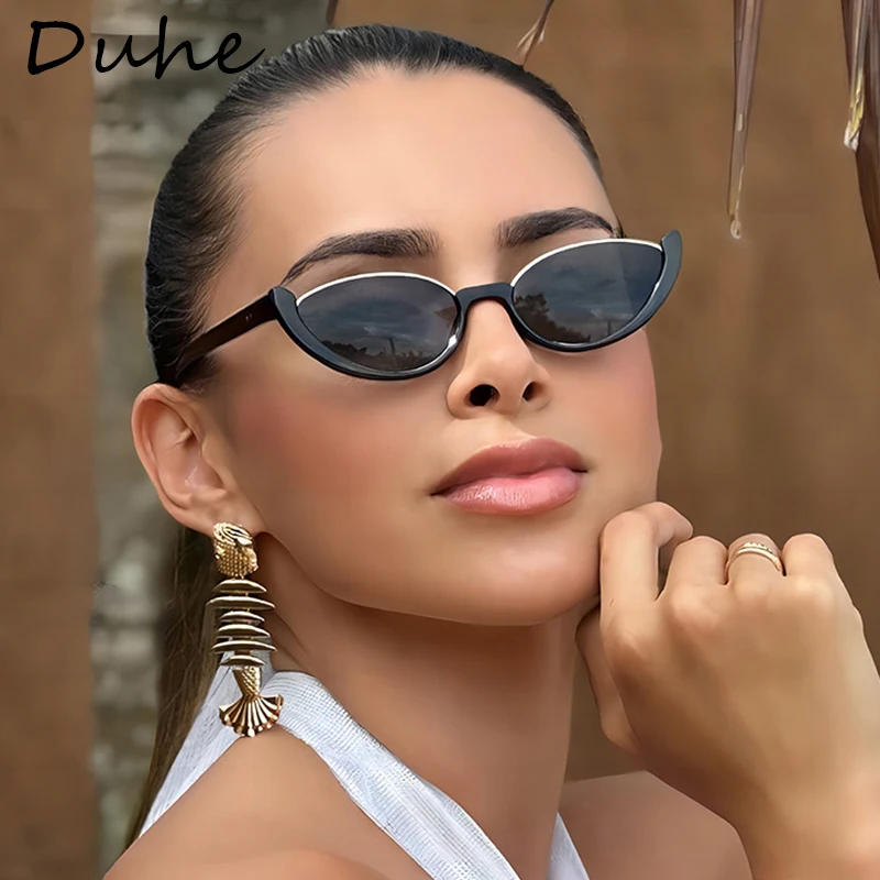 Новые женские солнцезащитные очки в полуоправе кошачий глаз модные