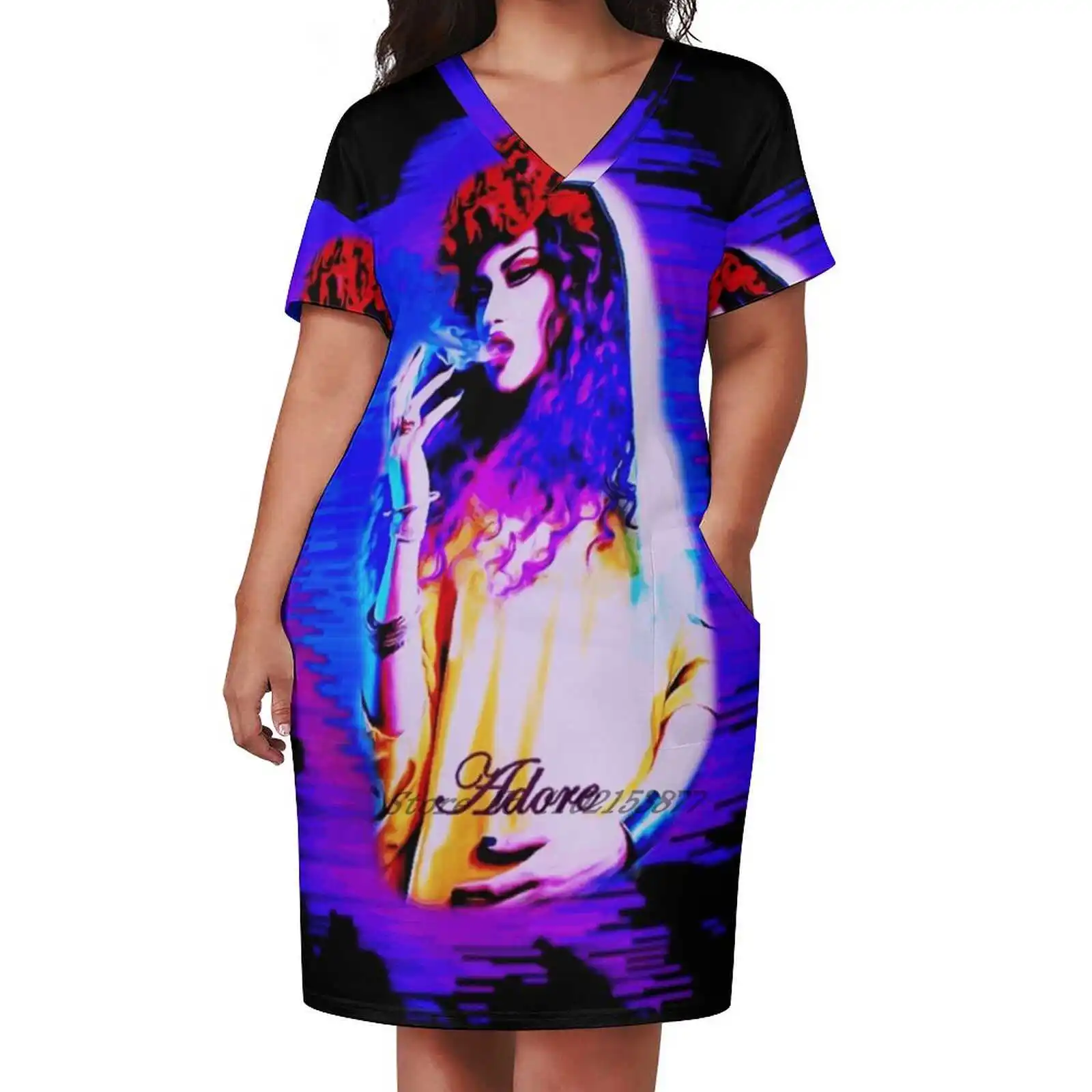 Adore Blue Loose Pocket Dress Print Short Sleeve Dresses Multiple styles Delano Rupauls Drag Race Rupaul Queen