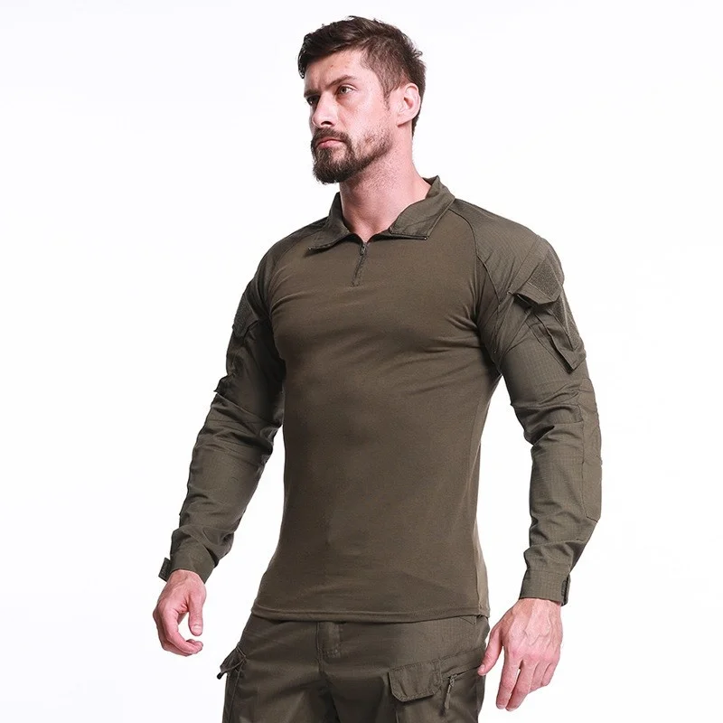 

S-5XL Big Size Tactical Shirt Uniform Outdoor Camouflage Combat Clothes Hiking Training Military Tops Long Sleeve Army Fan Shirt