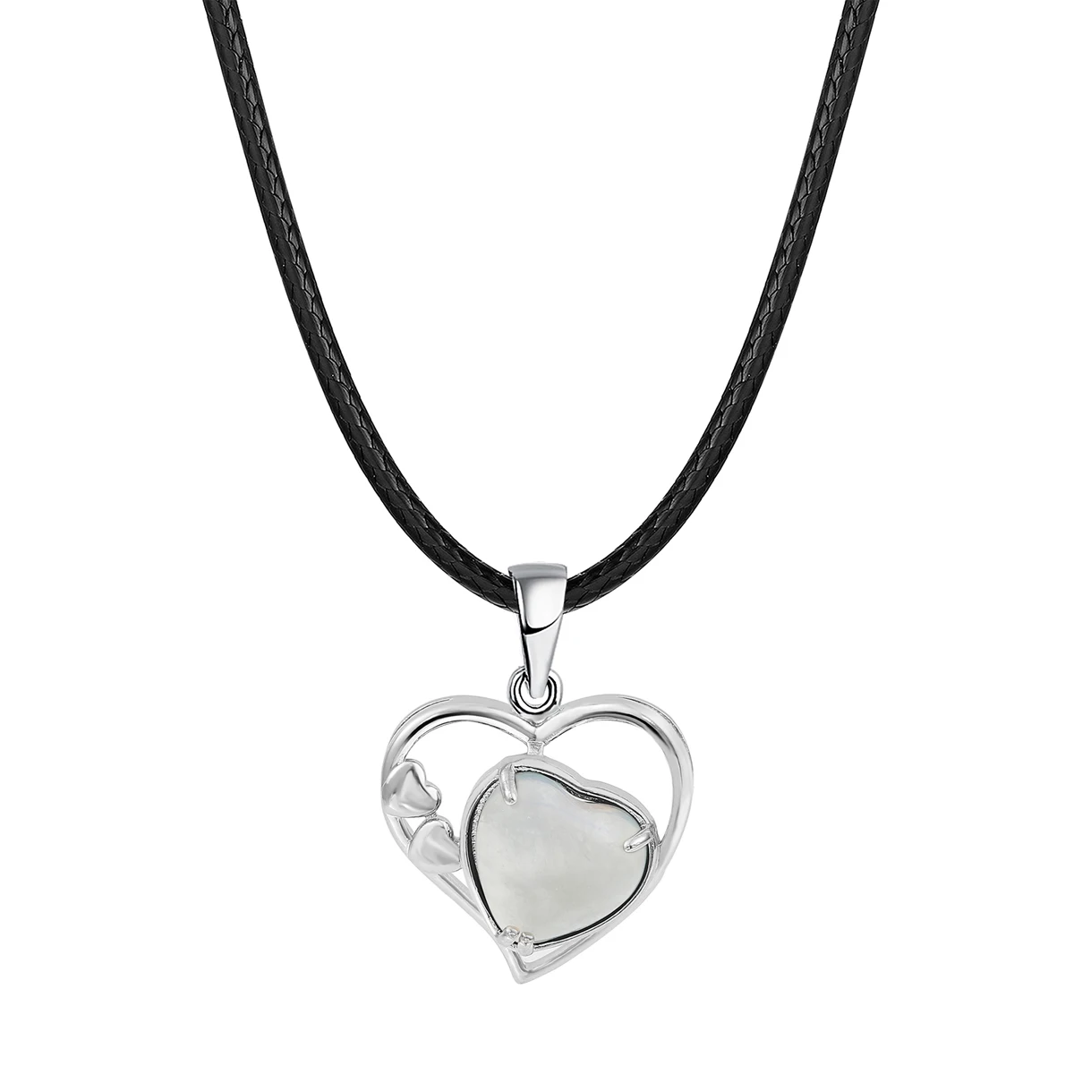

QIMOSHI металлическое ожерелье удачного опалита с любовным сердцем 18 дюймов черный шнур для женщин и девушек вечная Хрустальная подвеска Чакра Ювелирные изделия