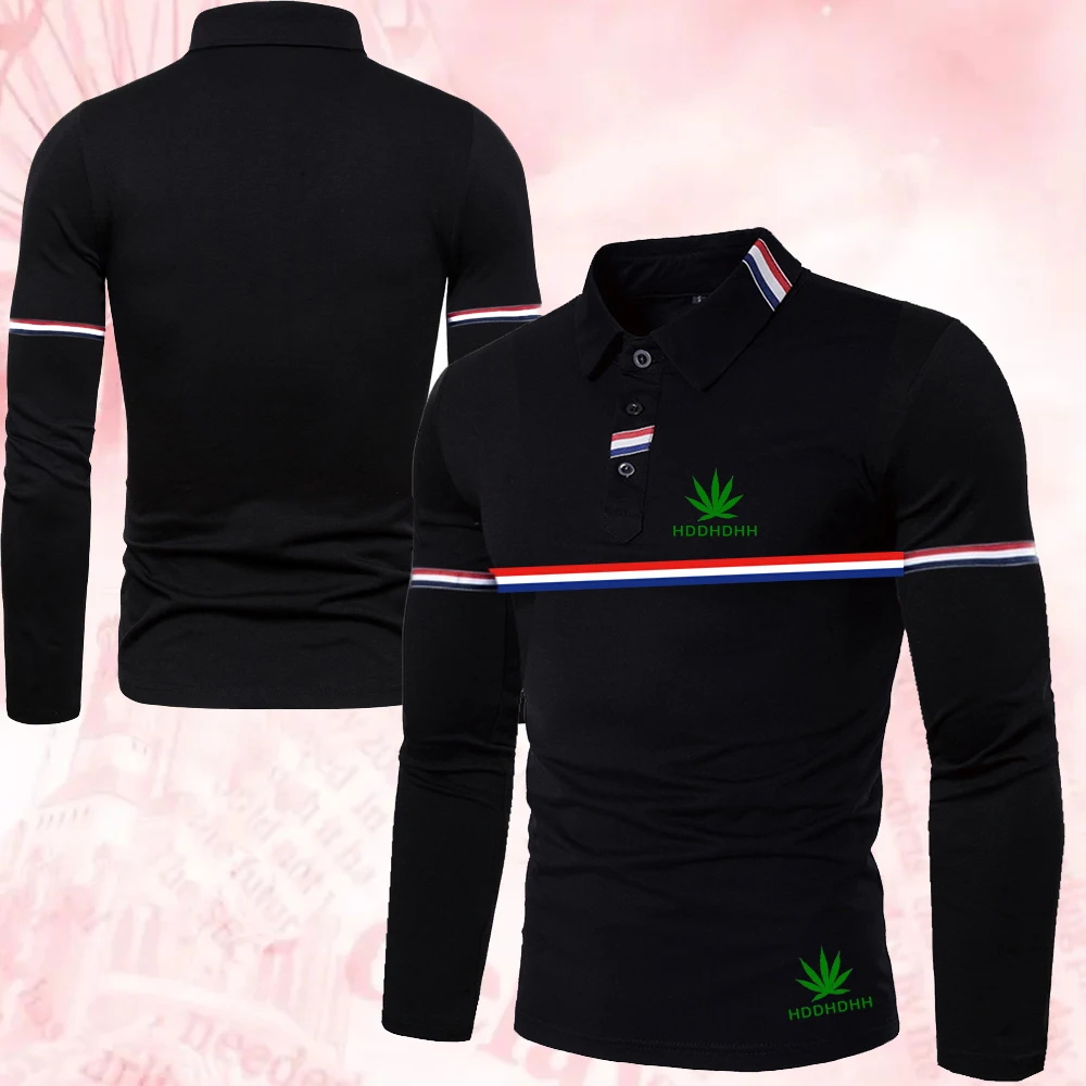 

Мужская Однотонная рубашка-поло с длинным рукавом и воротником-стойкой