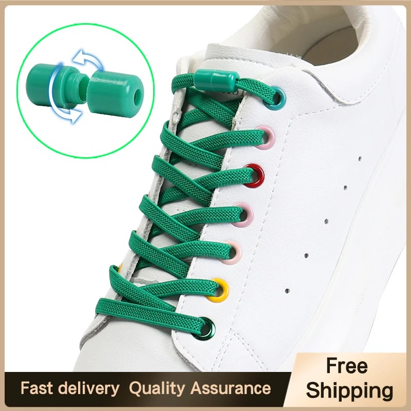 

No Tie Shoe Lace Capsule Lock Quick Wear In 1 Second Elastic Shoelaces Flat Adult Children Universal Lazy Laces Round Plastic