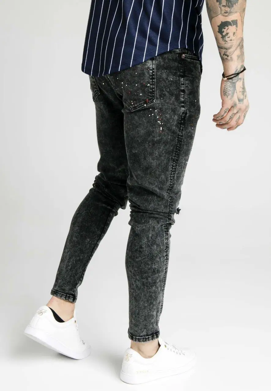 

SikSilk Bust Knee Male Jeans Trousers Black
