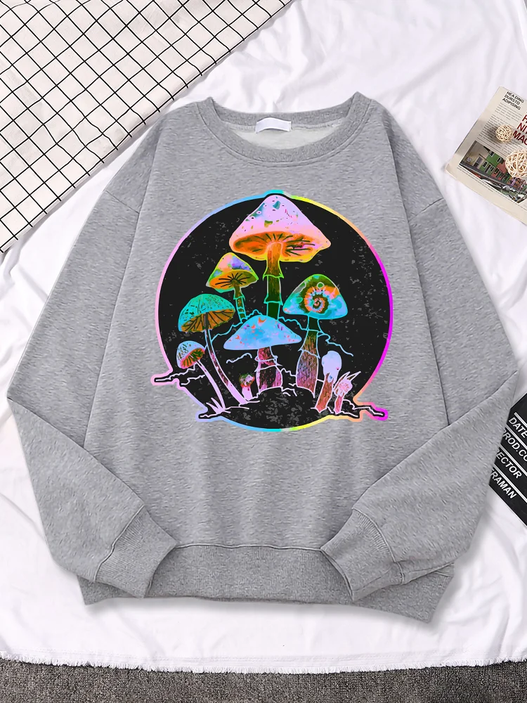 

Garden Of Shrooms Colorful Neon Style Fashion Street Print Women Hoodies Street Fashion Sweatshirt Hipster Clothing Woman Hoodie