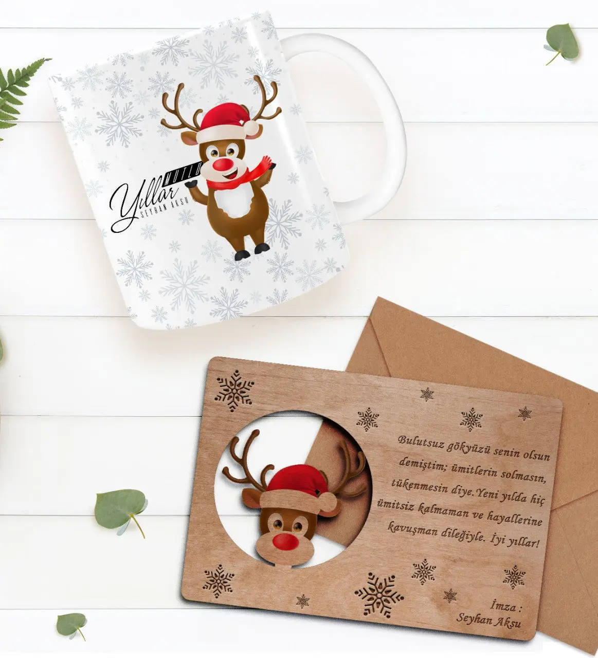 

Персонализированная кружка на день рождения, чашка и Деревянная Рождественская поздравительная открытка в стиле ретро