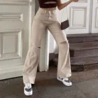 Женские винтажные джинсы хаки с высокой талией, повседневные брюки из денима в стиле Харадзюку, спортивные Джоггеры в стиле ретро, 2022