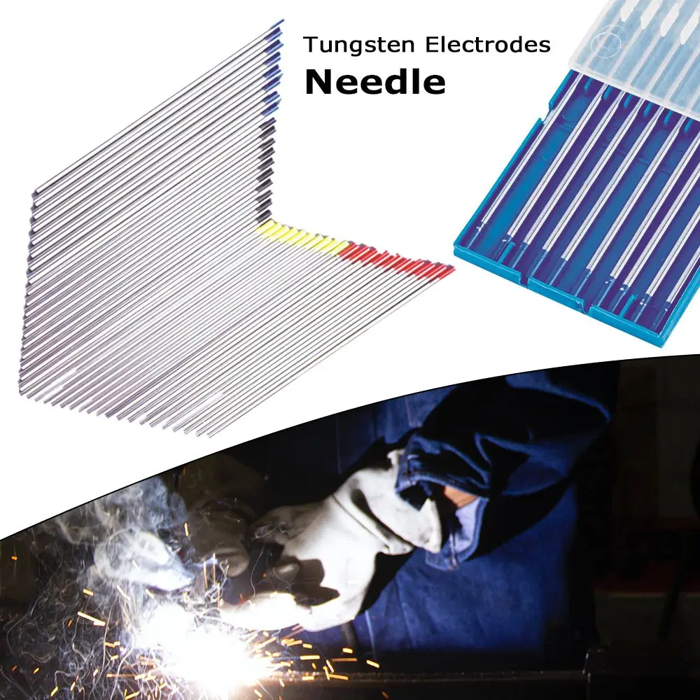 

10pcs Tungsten Electrodes 1.6X150mm WL20 Tungsten Needle Blue Head Welding Rod For TIG Welding Machine Welder