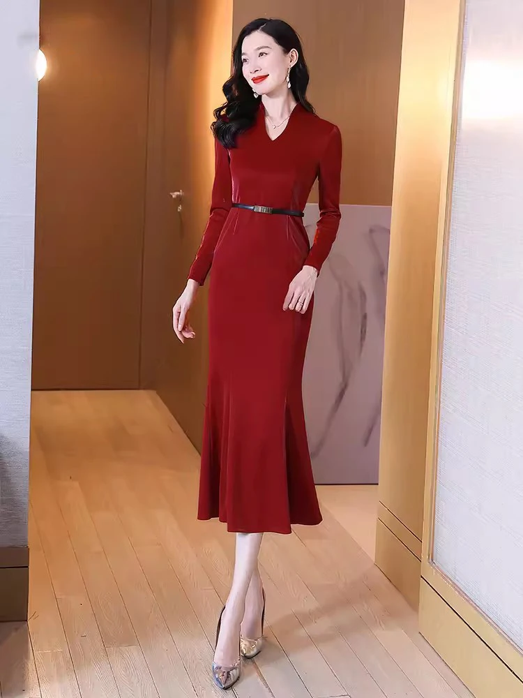 Рисунок 5 - Новый Женщины Бордовое платье Весна