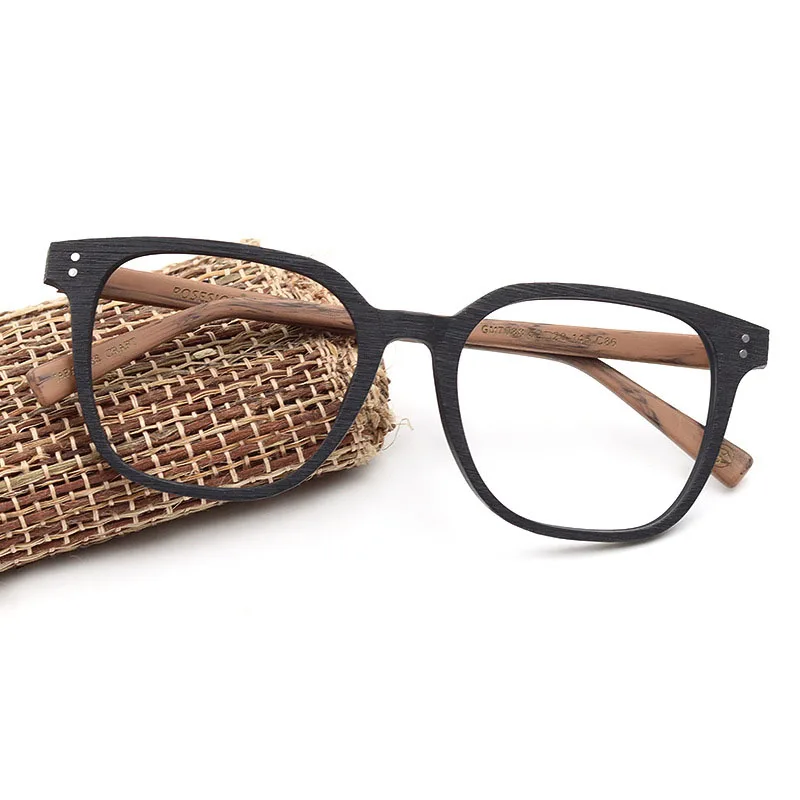 

Vintage Square Wood Grain Acetate Prescription Eyeglass Frames For Men Optical Reading Glasses Classic Japan Style Eyewear
