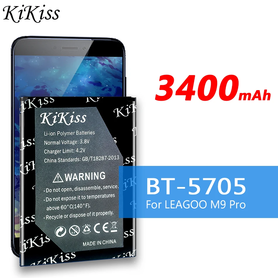 

KiKiss 3400mAh Rechargeable Battery BT-5705 For LEAGOO M9 Pro M9Pro BT5705 BT-5705 Mobile Phone Smart Parts Bateria Batterie