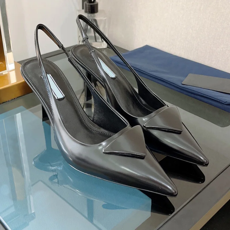 Summer New Metal Decoration Pointed Stiletto Shoes / Back Empty Sandals Women's High Heels Women's Sandals