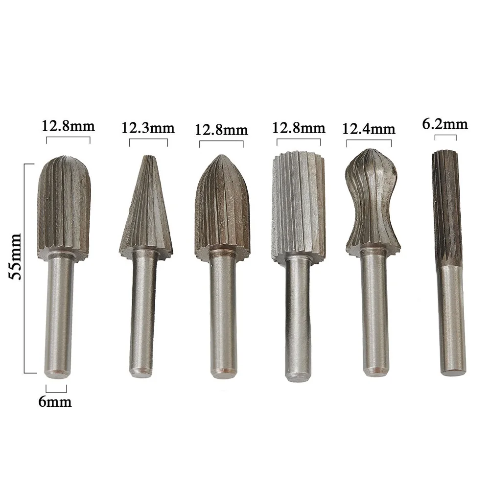 

6Pcs/Set Woodworking Engraving Milling Cutter Wood Surface Burrs Removal Mill Tungsten Carbide Mills Diameter 6mm