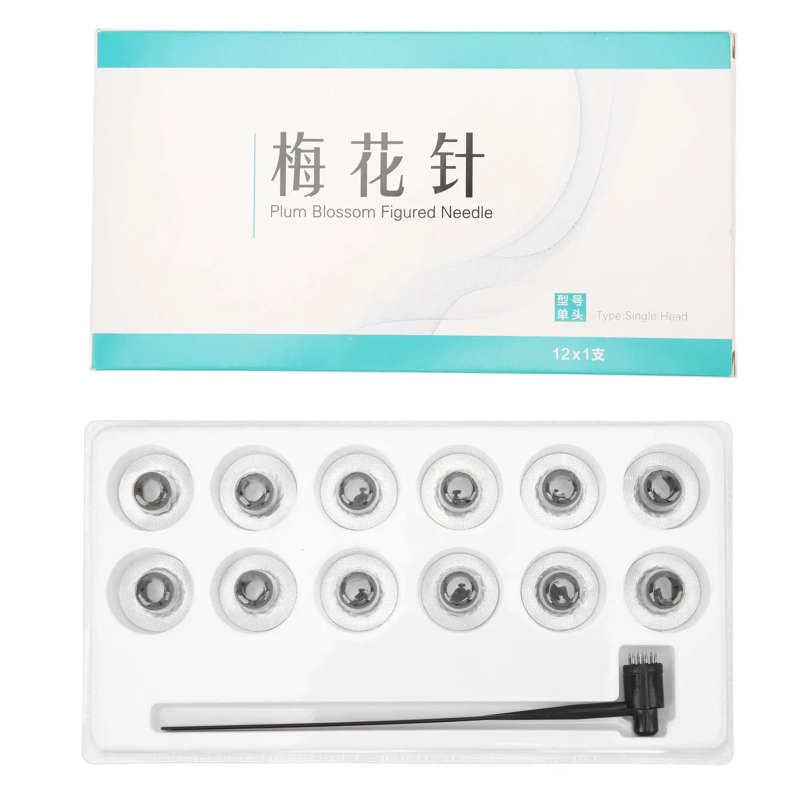 7-звездочный дермальный молоток из нержавеющей стали с 12 сменными головками —