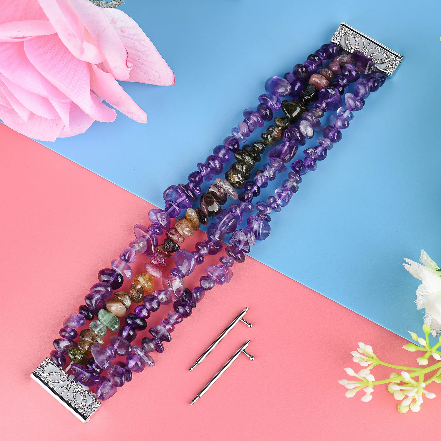 Fashion jewelry strap for Fitbit versa2  women Irregular rough stone bracelet chain for versa lady Contrasting color Agate wrist