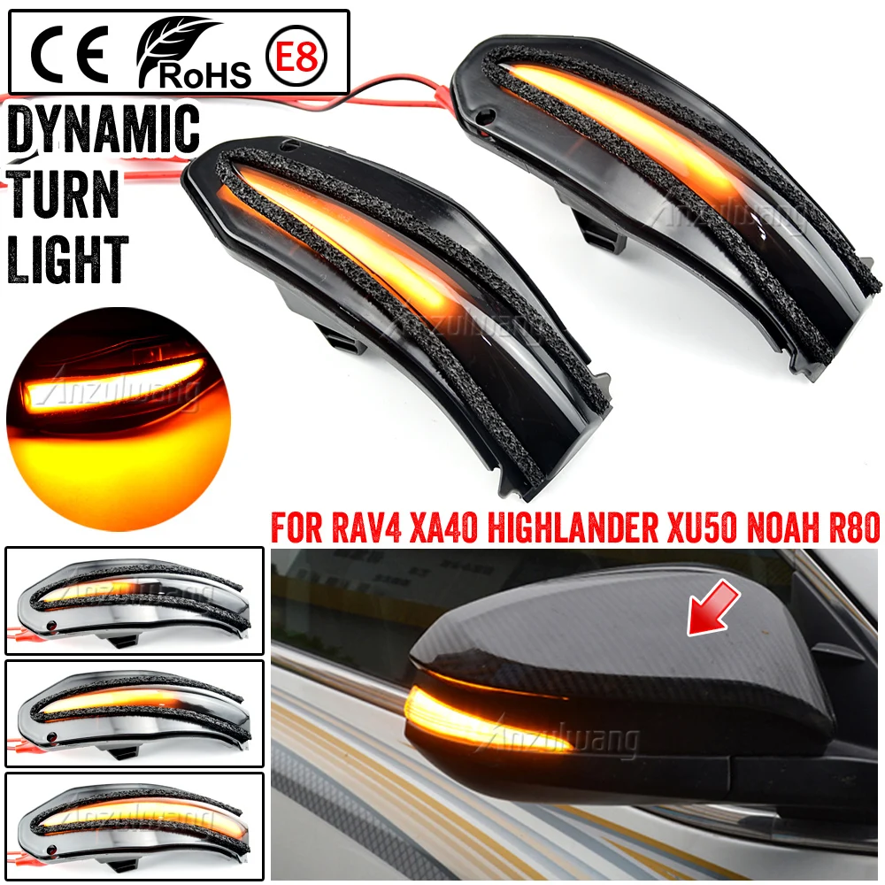 

LED Dynamic Turn Signal Light Flowing Water Blinker Flashing Light For Toyota RAV4 MK4 XA40 13-18 XU50 Noah R80 4Runner MK5