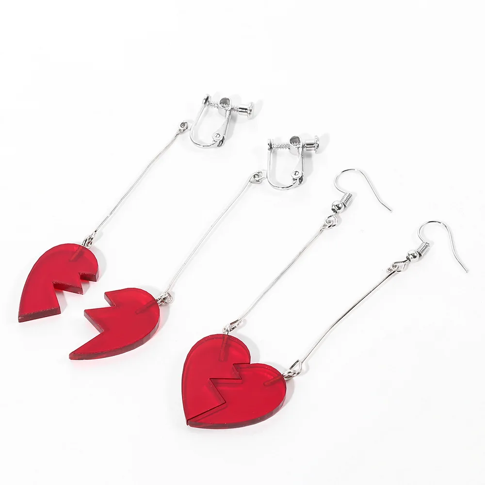 JoJos Bizarre Adventure Kakyoin Noriaki Anime Earrings No ear hole Pierre Polnareff Splice Heart Long Earrings Women Men Jewelry