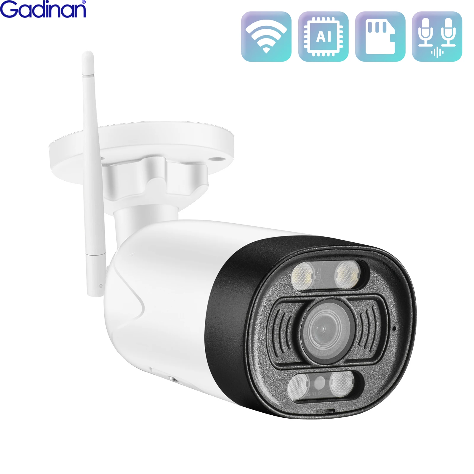 Gadinan Wifi IP Camera Two-Way Audio Motion Detection Alert And Intelligent Set up Alert Zones Security Camera Color Night Visio