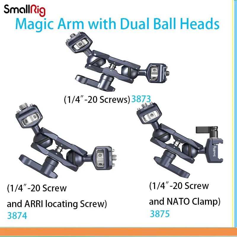 

SmallRig Double Ballhead Magic Arm 1/4 inch Screw CNC for SLR Camera Tripod LED Video Light Microphone Field Monitor Load 5.5kg