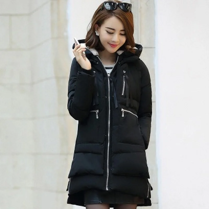 Korean Style Warm Parkas Thick Oversized Winter Cotton Padded Jacket Women Fashion Army Green Jacket Coat Casual Hooded Outwear