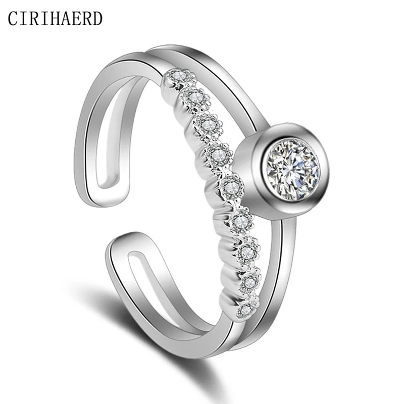 

Boho Luxury Woman Jewelry Ring Korean Fashion Crystal Zircon Wedding Adjustable Rings For Women Gift To Girlfriend Female Sale