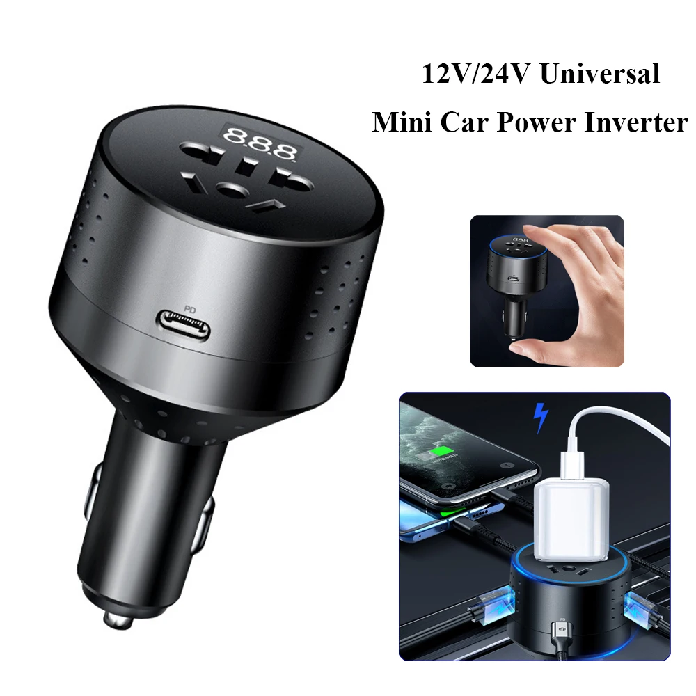 

Inverter Car Charger 12v 220v 110V PD Type-C QC3.0 USB Socket Car Charging Adapter 24V Auto Power Converter conversor 12v a 220v