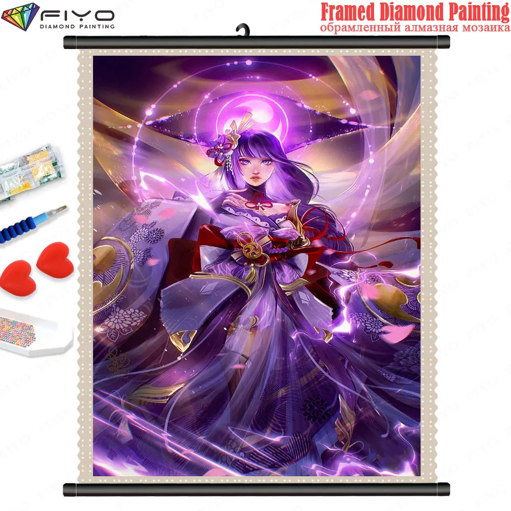 

Алмазная живопись 5D «сделай сам», аниме «Genshin Impact», полная Алмазная мозаика, вышивка с рамкой, наборы для вышивки крестиком, домашний декор, р...