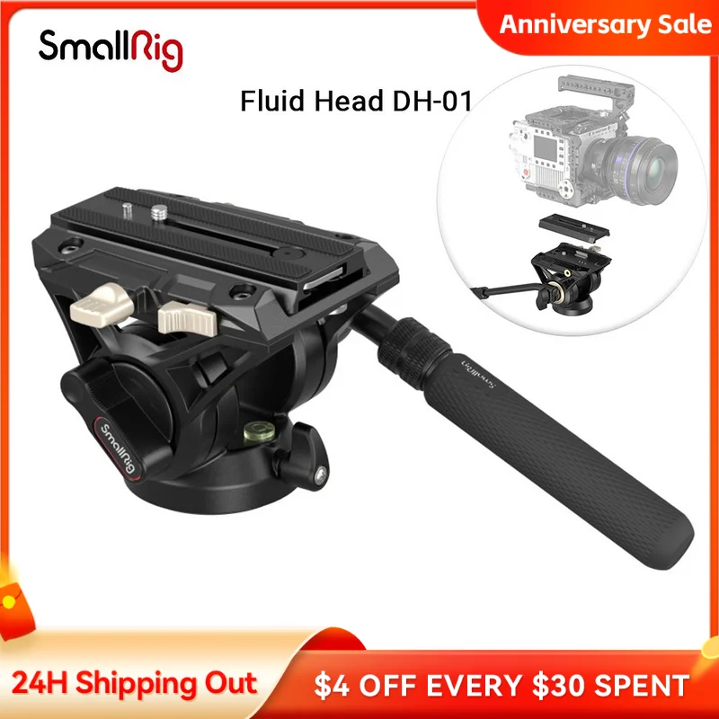 

SmallRig Fluid Video Head with Plate & Flat Base Universal Tripod Head for DSLR Video Camera for DJI RS Series DH-01 -3985