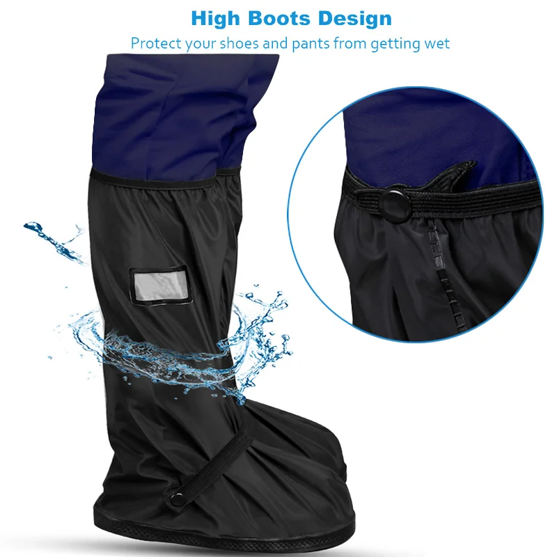 1 Pair Rainproof Shoes Cover Thick Waterproof Reusable Motorcycle Cycling Bike Rain Overshoes Outdoor Non-Slip Boot Shoes Cover
